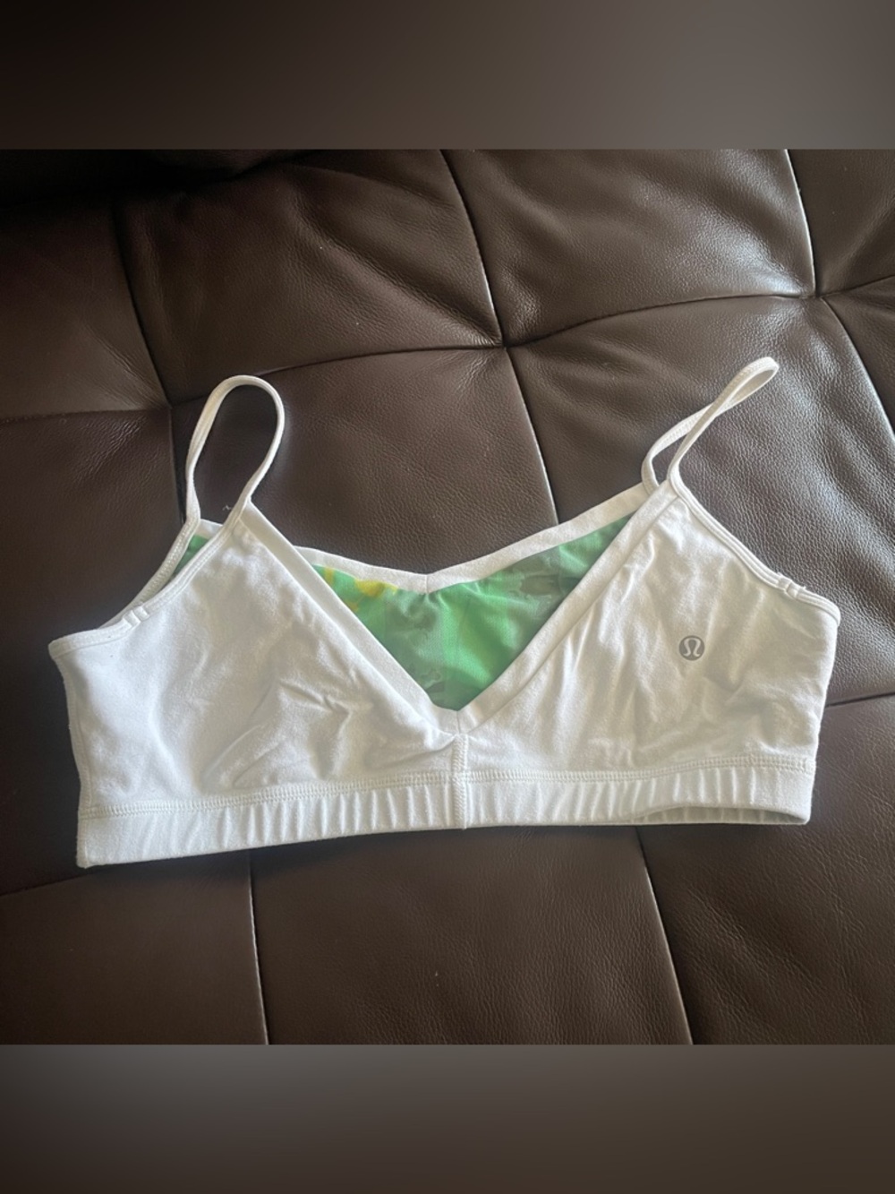 Lululemon White Bralette with Green Lining